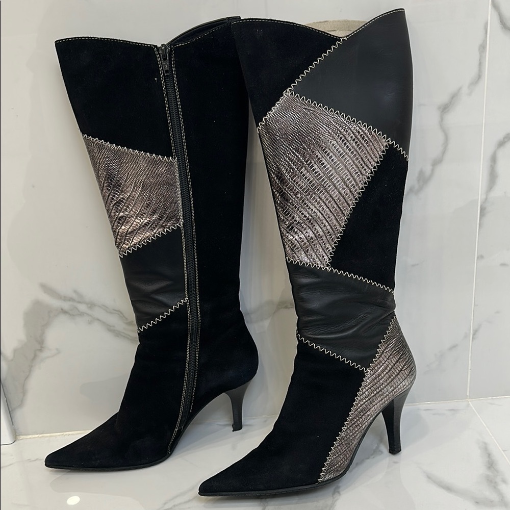 Elegant Black and Bronze Women's Boots. Gorgeous looking in like new condition.
